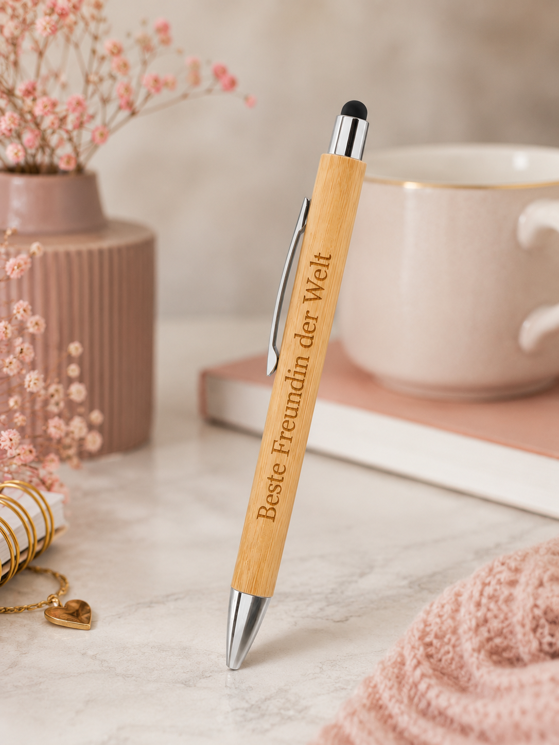 ✨ Bambus Kugelschreiber mit Touchpen – Das persönliche Geschenk für jeden Anlass