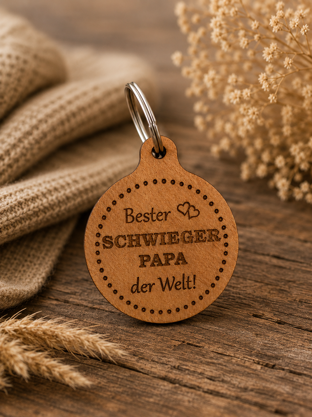 🌿 Buchenholz-Schlüsselanhänger mit Wunschgravur – Das perfekte Geschenk für jeden Anlass