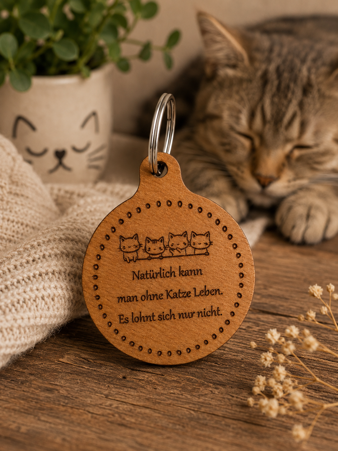 🌿 Buchenholz-Schlüsselanhänger mit Wunschgravur – Das perfekte Geschenk für jeden Anlass