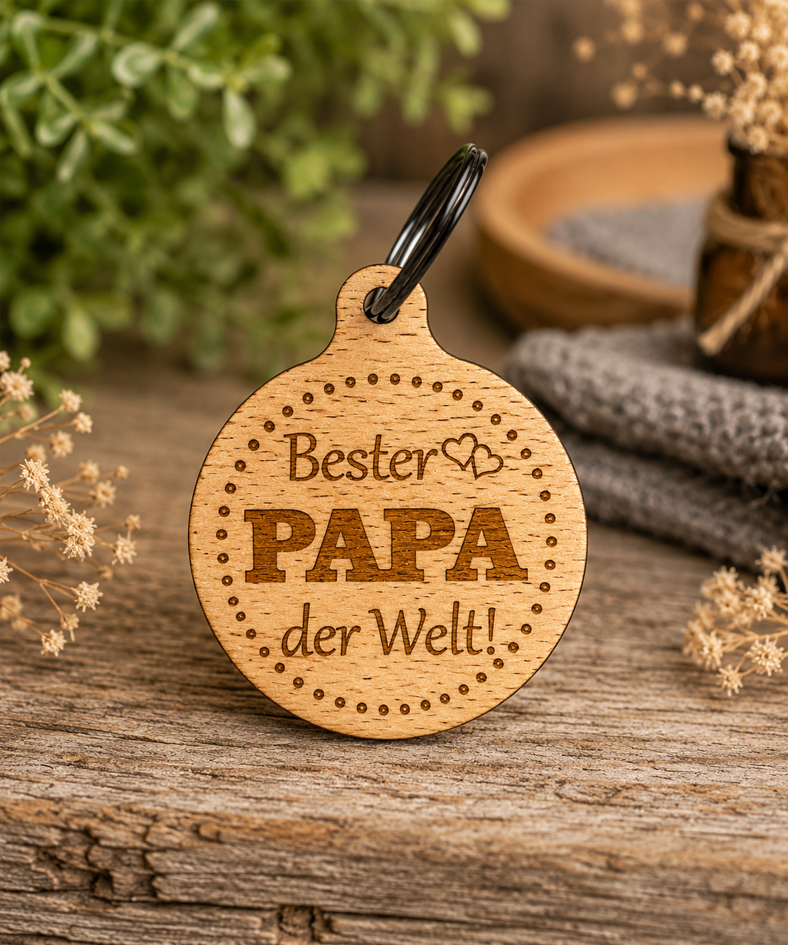 🌿 Buchenholz-Schlüsselanhänger mit Wunschgravur – Das perfekte Geschenk für jeden Anlass