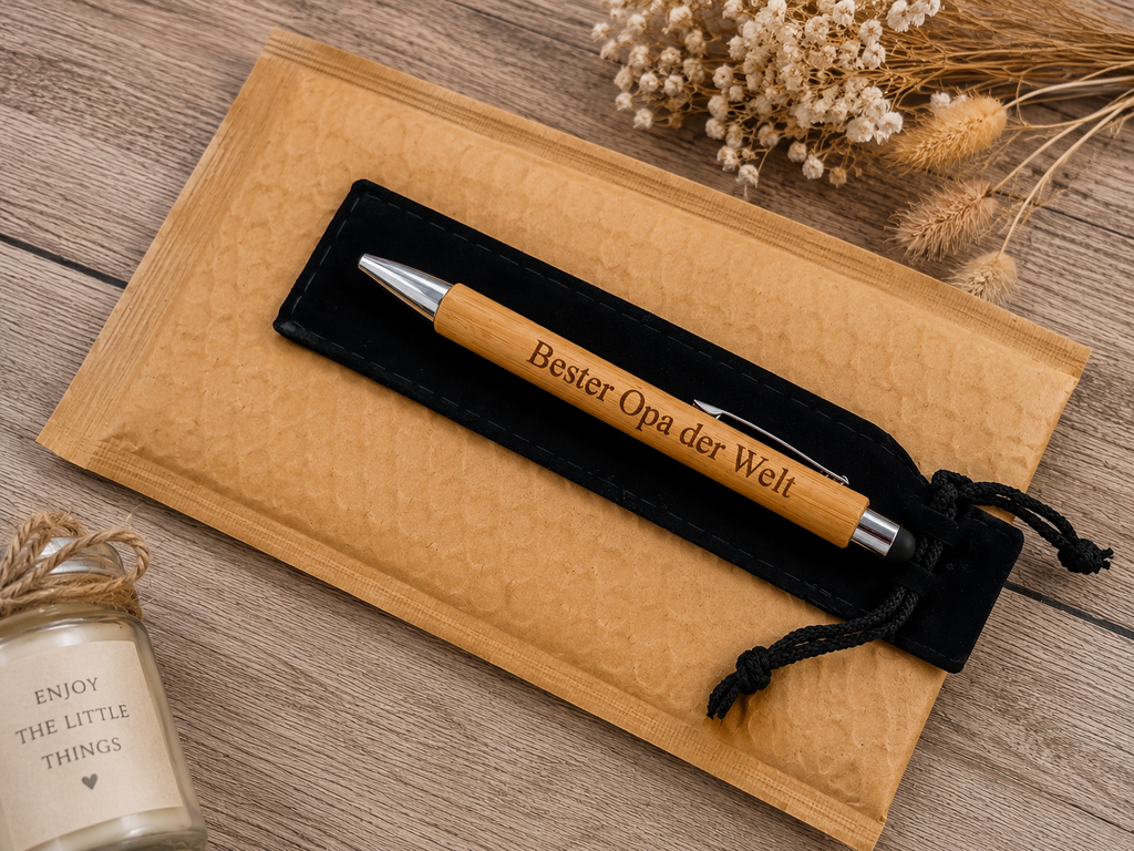 ✨ Bambus Kugelschreiber mit Touchpen – Das persönliche Geschenk für jeden Anlass